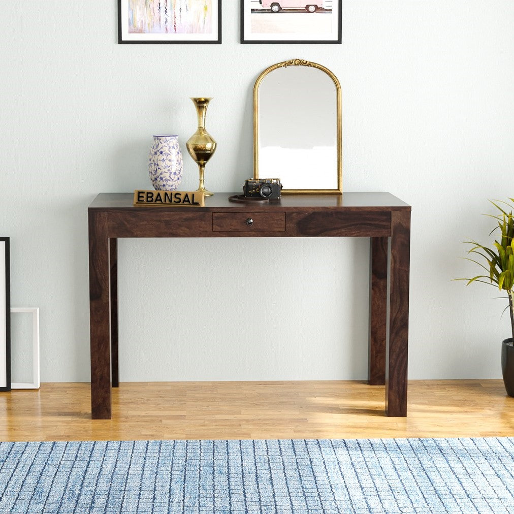 Fusta Solid Sheesham Wood Console Table (1D, Walnut Finish)