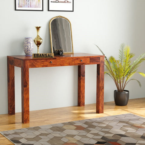 Fusta Solid Sheesham Wood Console Table (2D, Natural Finish)