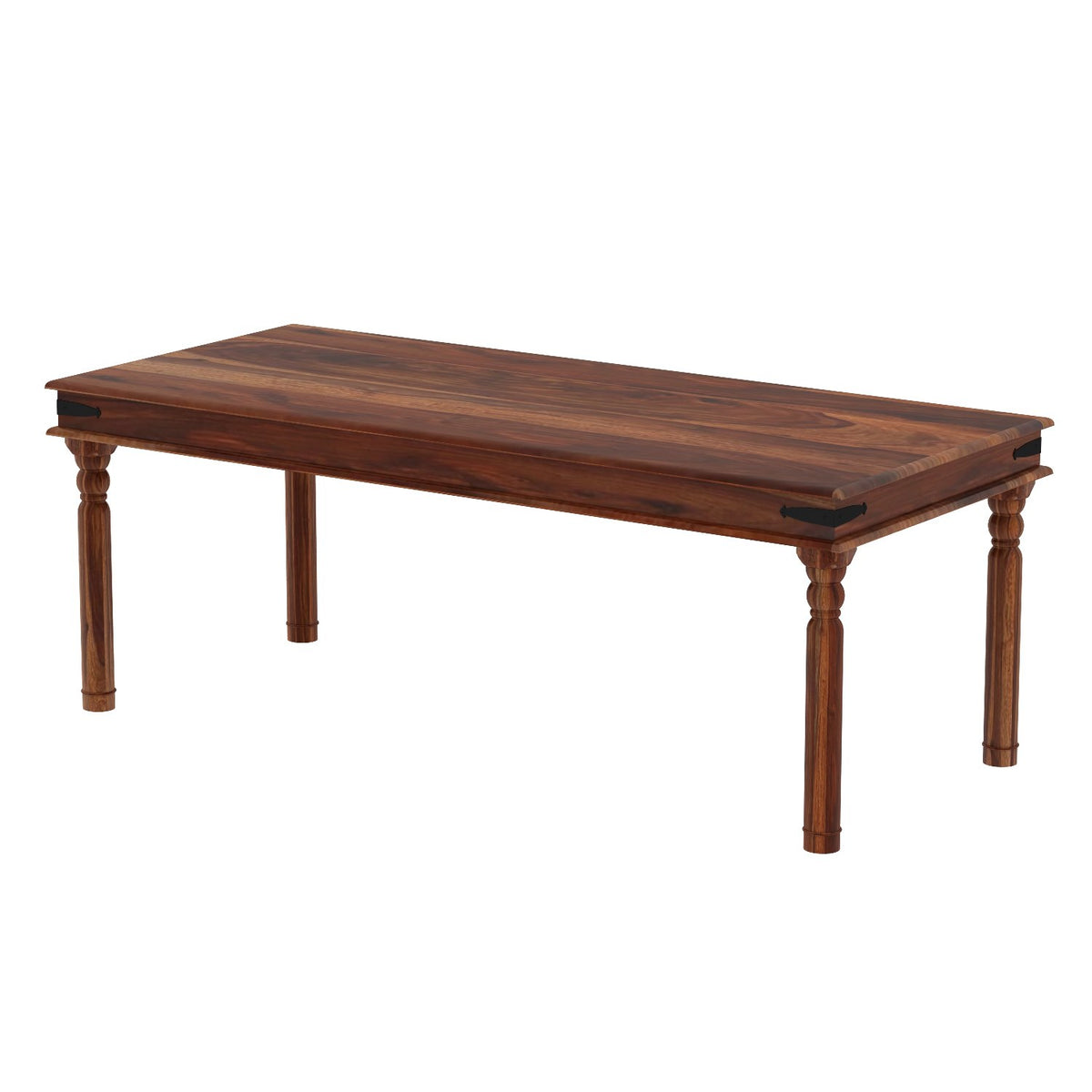 Ajmer Solid Sheesham Wood 8 Seater Dining Table With 8 Chairs (Without Cushion, Natural Finish)