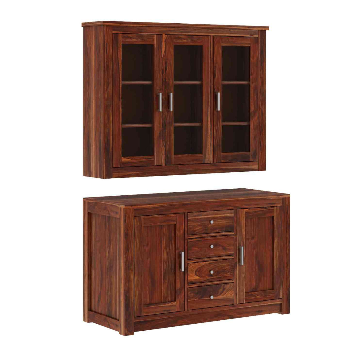 Woodwing Solid Sheesham Wood Kitchen Cabinet (Natural Finish)