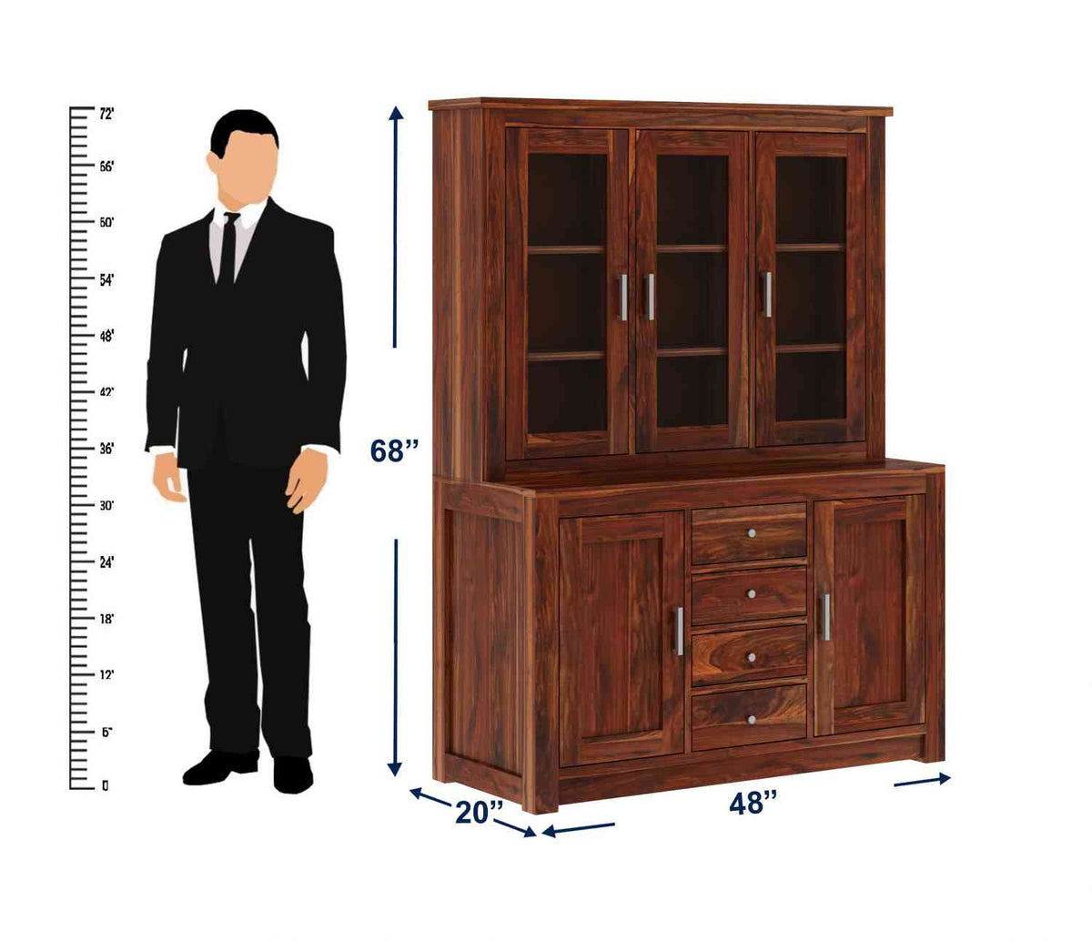 Woodwing Solid Sheesham Wood Kitchen Cabinet (Natural Finish)