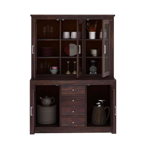 Woodwing Solid Sheesham Wood Kitchen Cabinet (Walnut Finish)