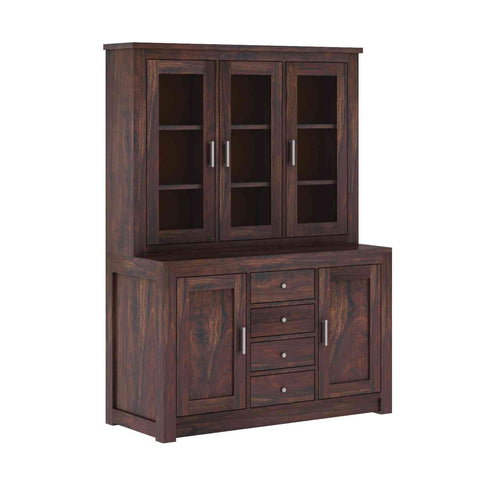 Woodwing Solid Sheesham Wood Kitchen Cabinet (Walnut Finish)