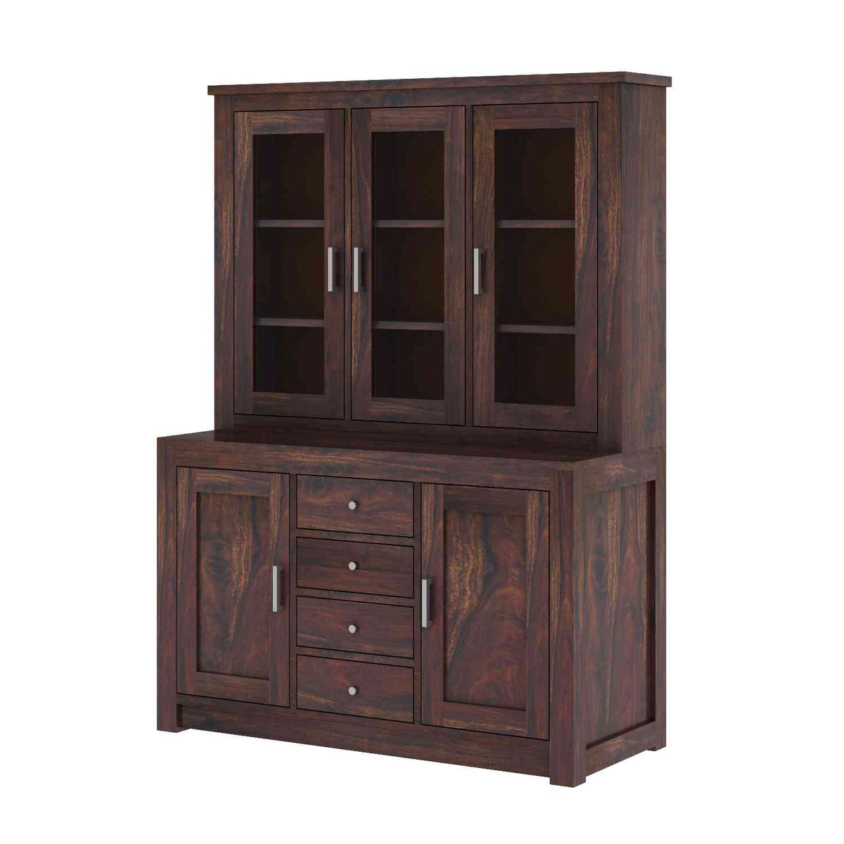 Woodwing Solid Sheesham Wood Kitchen Cabinet (Walnut Finish)