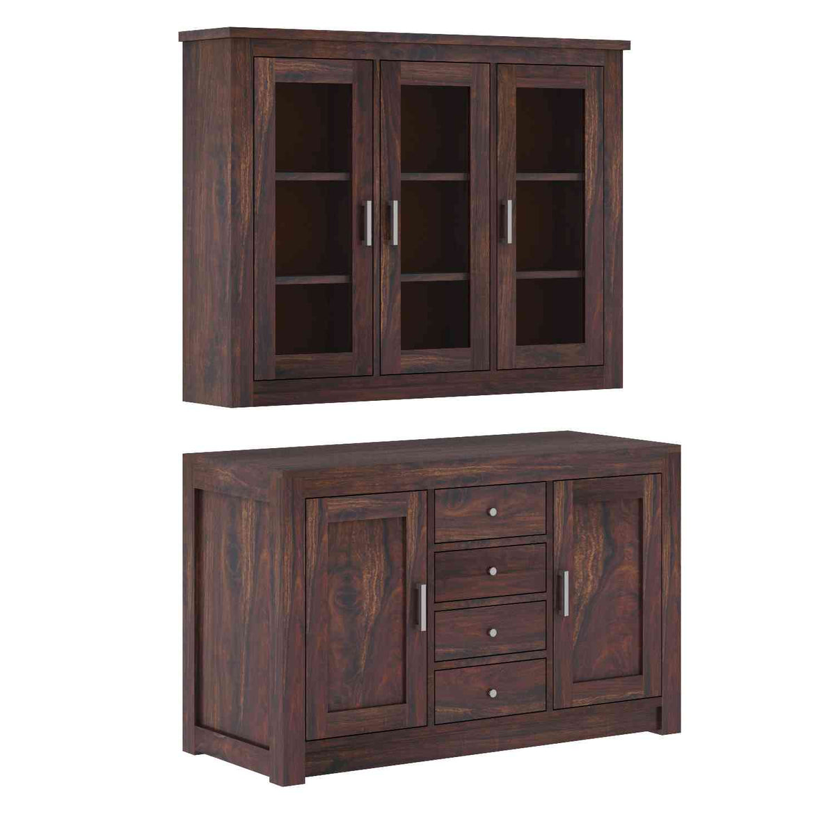Woodwing Solid Sheesham Wood Kitchen Cabinet (Walnut Finish)
