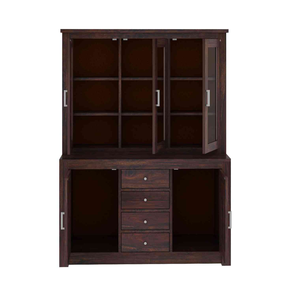 Woodwing Solid Sheesham Wood Kitchen Cabinet (Walnut Finish)