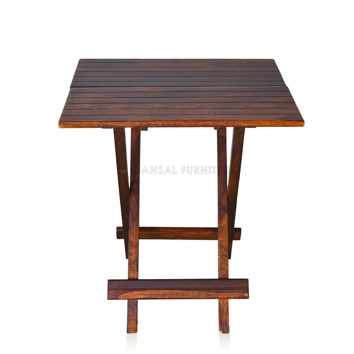 Dumdum Solid Sheesham Wood Foldable Balcony Chairs and Table Set (Natural Finish)
