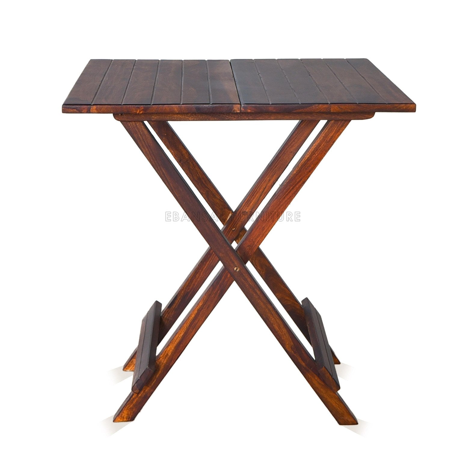 Dumdum Solid Sheesham Wood Foldable Balcony Chairs and Table Set (Natural Finish)