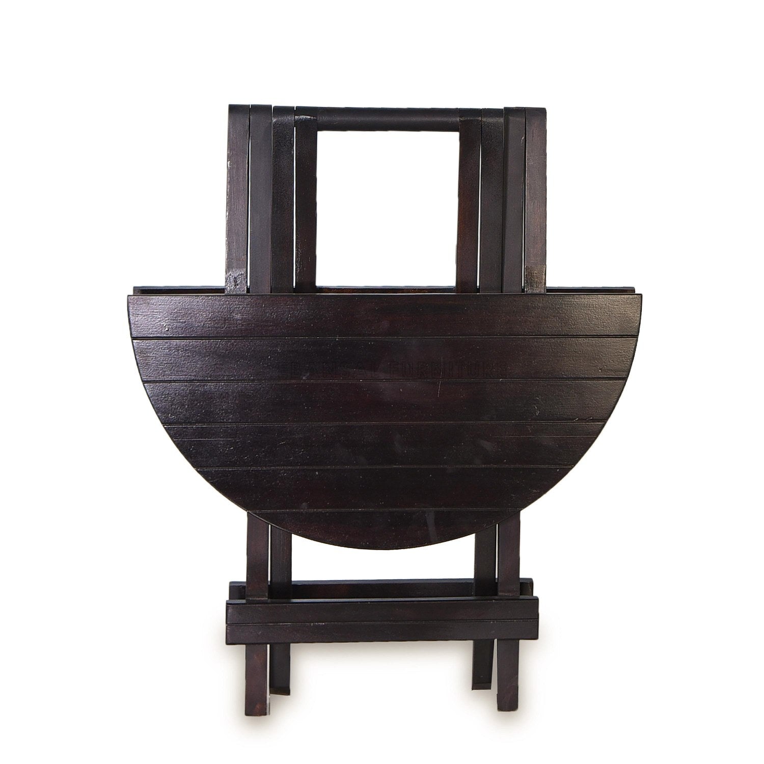 Dumdum Solid Sheesham Wood Foldable Balcony Chairs and Table Set (Walnut Finish)
