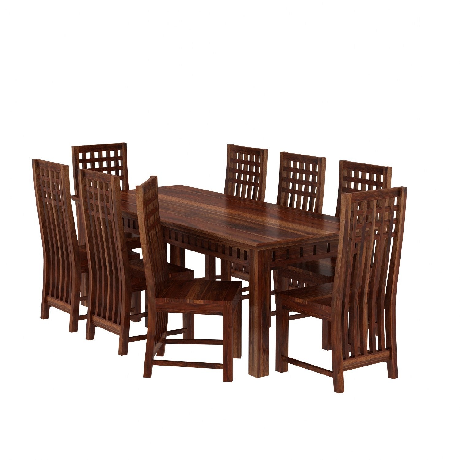Amer Solid Sheesham Wood 8 Seater Dining Set (Without Cushion, Natural Finish)