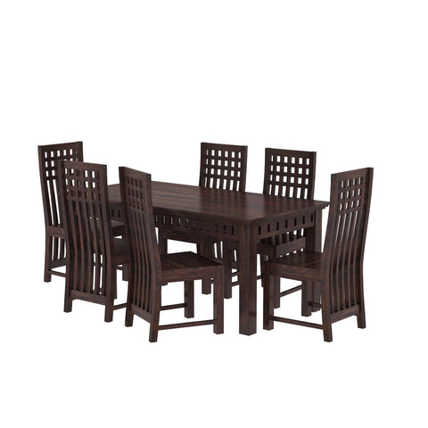 Amer Solid Sheesham Wood 6 Seater Dining Set (Without Cushion, Walnut Finish)