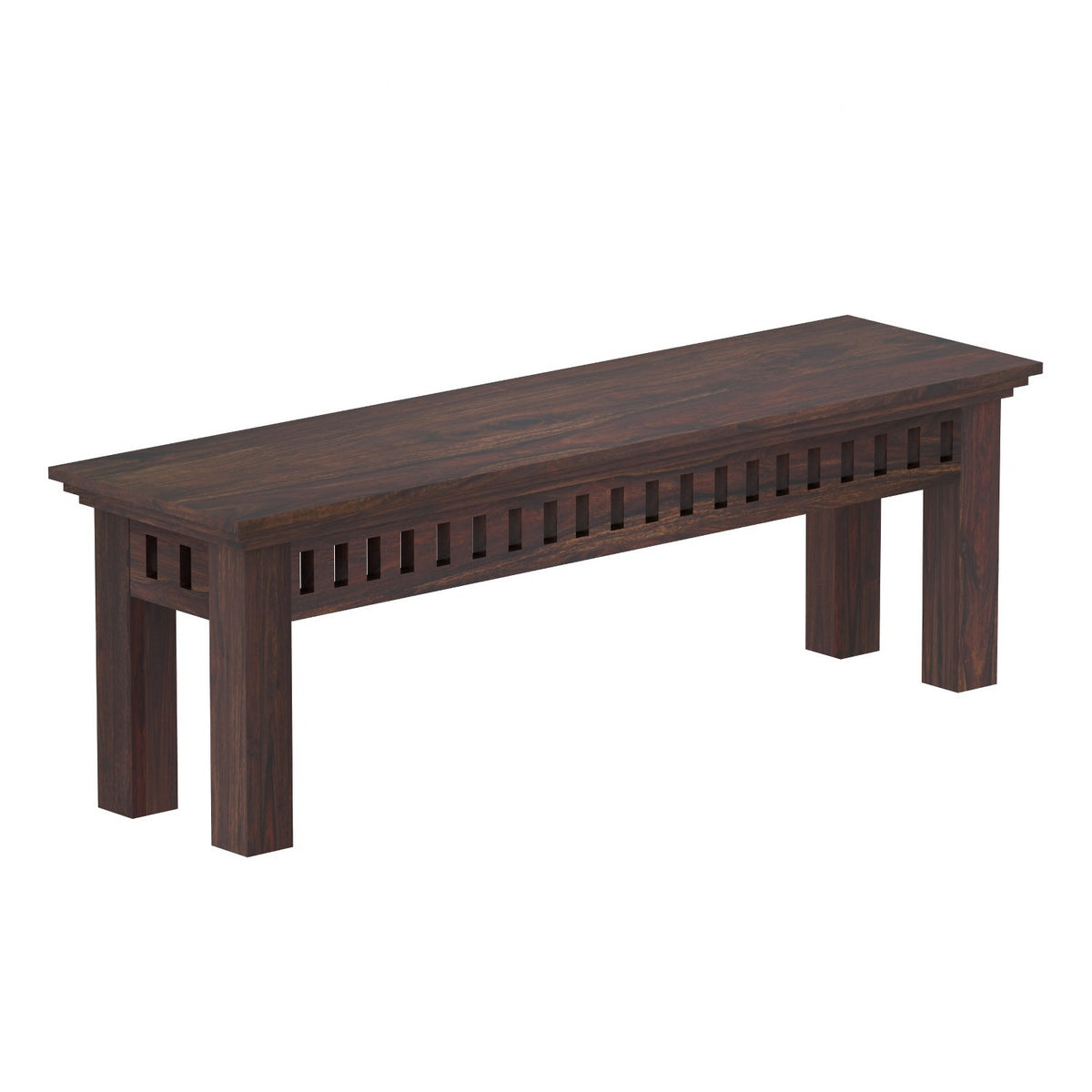Amer Solid Sheesham Wood 6 Seater Dining Table With 4 Chairs And 1 Bench (Without Cushion, Walnut Finish)