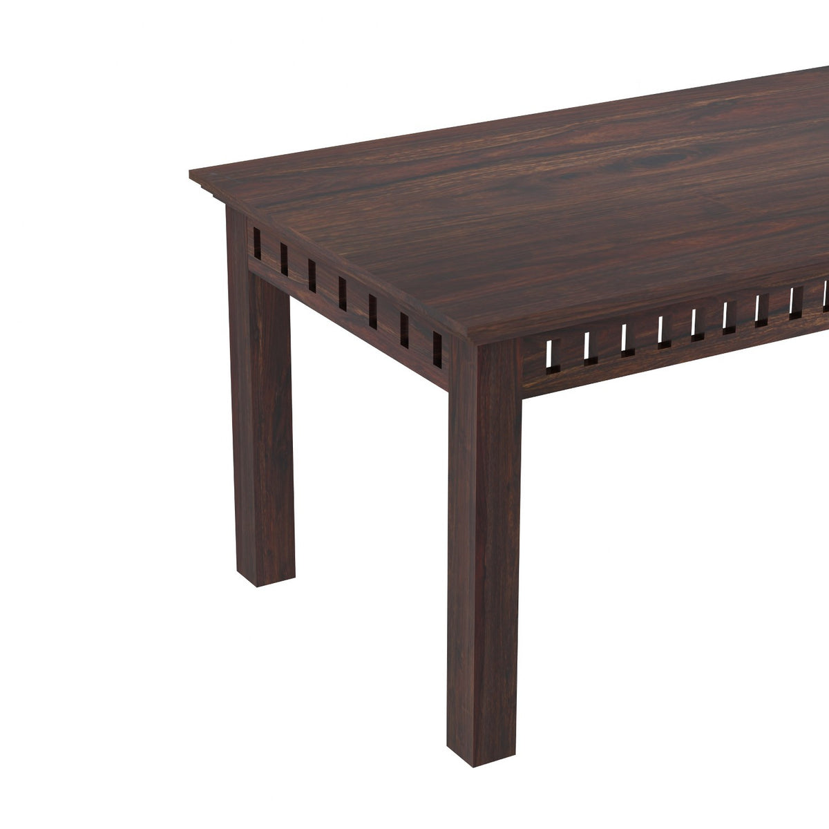 Amer Solid Sheesham Wood 6 Seater Dining Table With 4 Chairs And 1 Bench (Without Cushion, Walnut Finish)