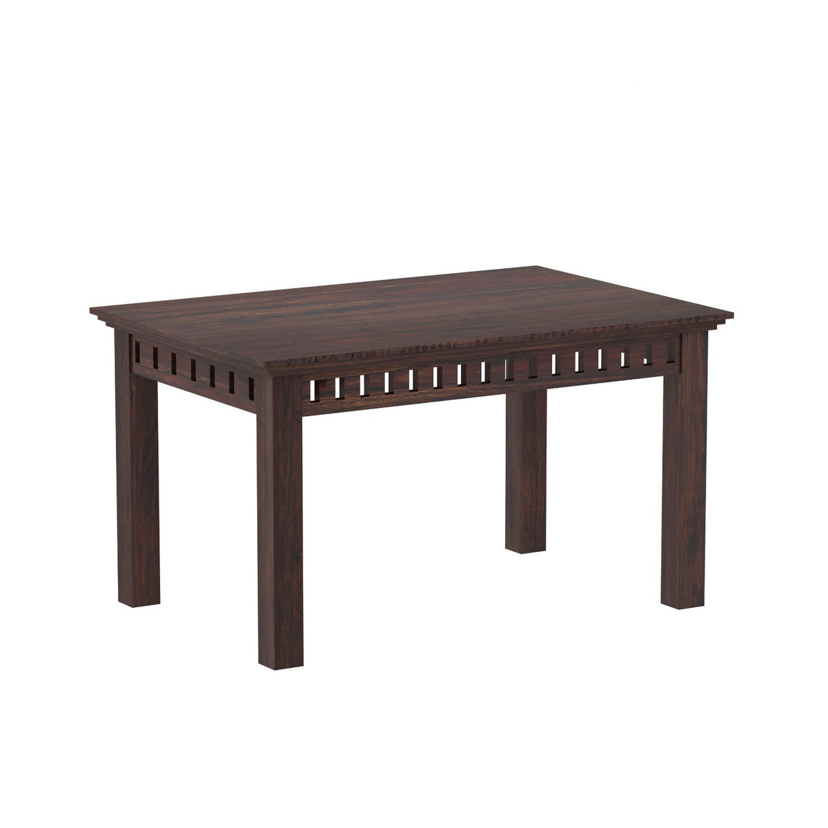 Amer Solid Sheesham Wood 4 Seater Dining Table With 2 Chairs And 1 Bench (Without Cushion, Walnut Finish)
