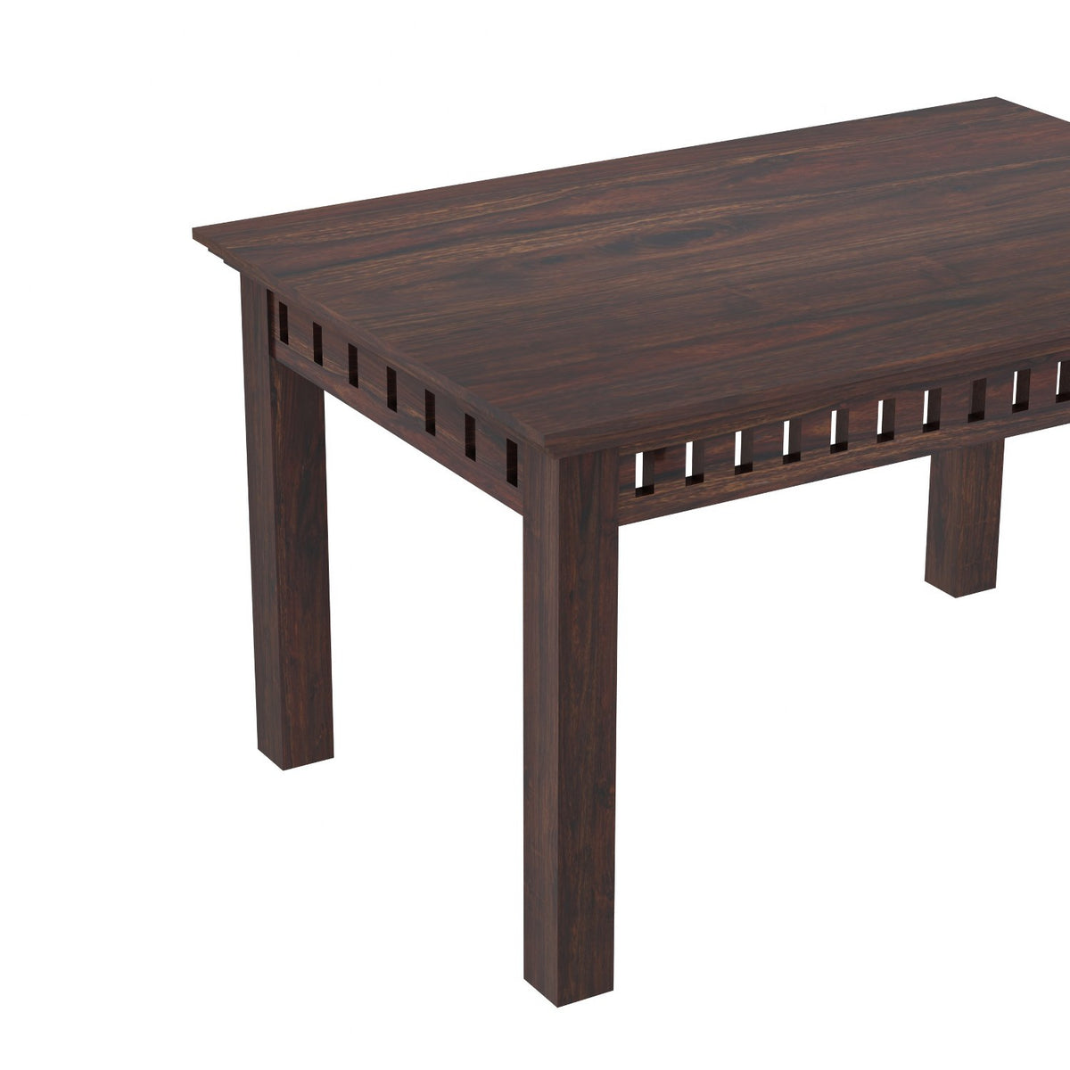 Amer Solid Sheesham Wood 4 Seater Dining Table With 4 Chairs (Without Cushion, Walnut Finish)