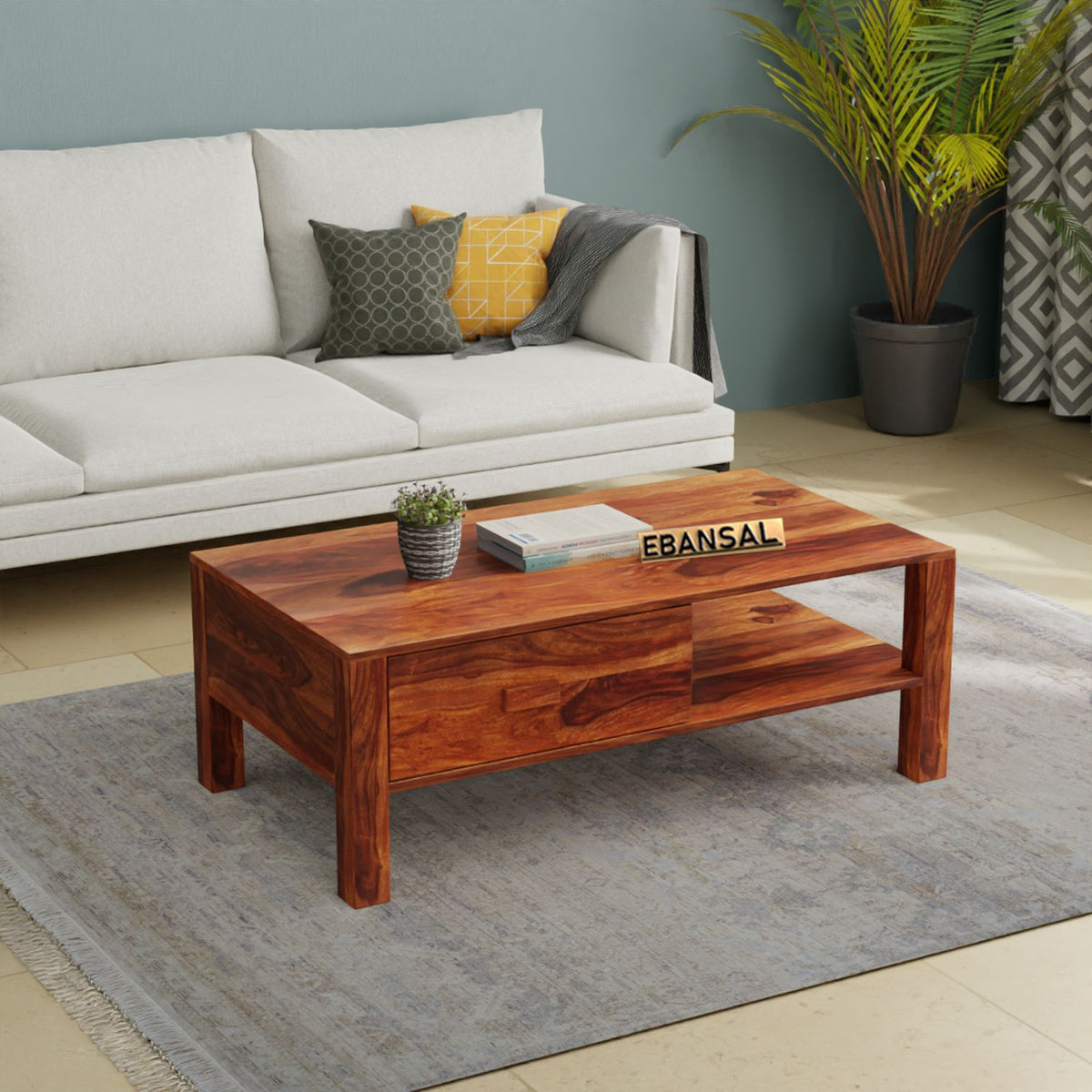 Maria Solid Sheesham Wood Coffee Table (Natural Finish)