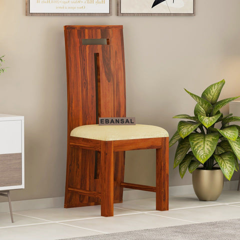 Maurice Solid Sheesham Wood High Back Chair (Natural Finish)