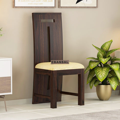 Maurice Solid Sheesham Wood High Back Chair (Walnut Finish)