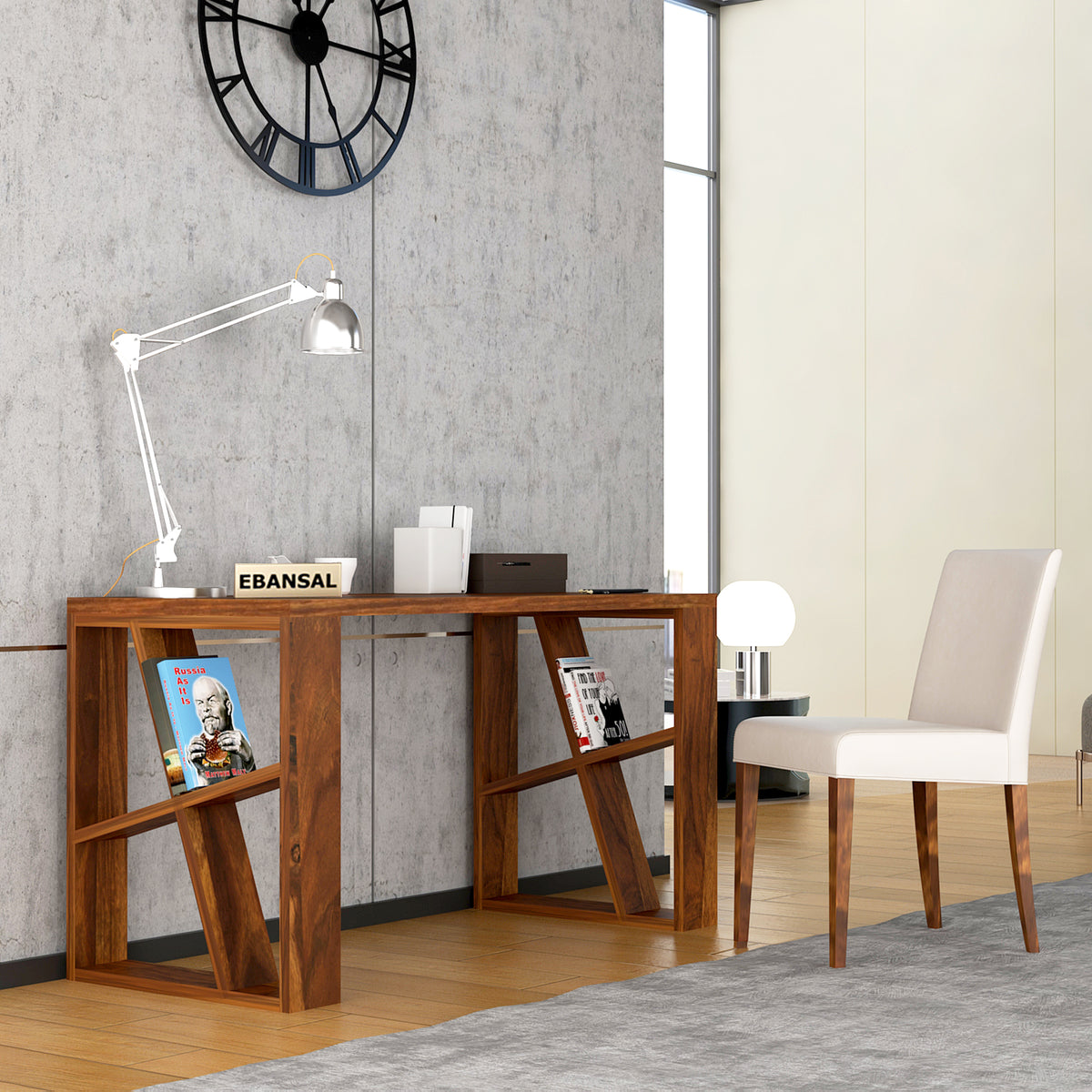 Maurice Solid Sheesham Wood Study Table (Plus, Natural Finish)