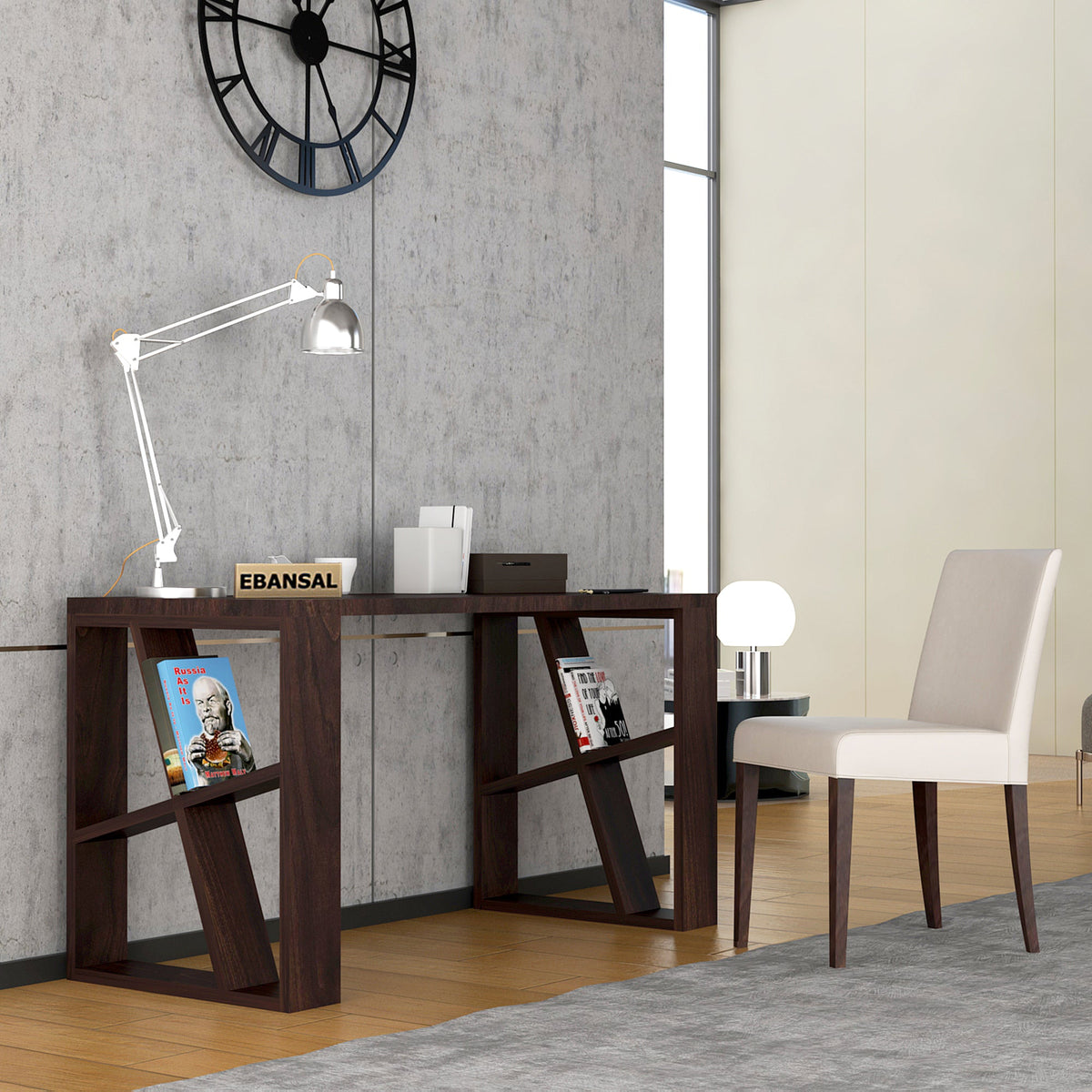 Maurice Solid Sheesham Wood Study Table (Plus, Walnut Finish)