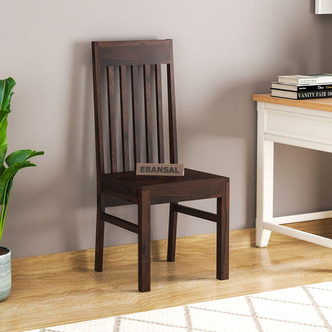 Minimal Solid Sheesham Wood Chair (Walnut Finish)