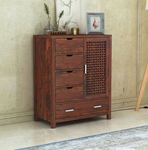 Monstro Solid Sheesham Wood Cheat of Drawers (Natural Finish)