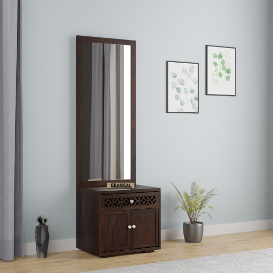 Monstro Solid Sheesham Wood Dressing Table (Walnut Finish)