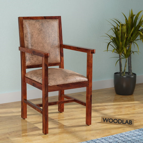 Revista Solid Sheesham Wood Arm Chair (Natural Finish)