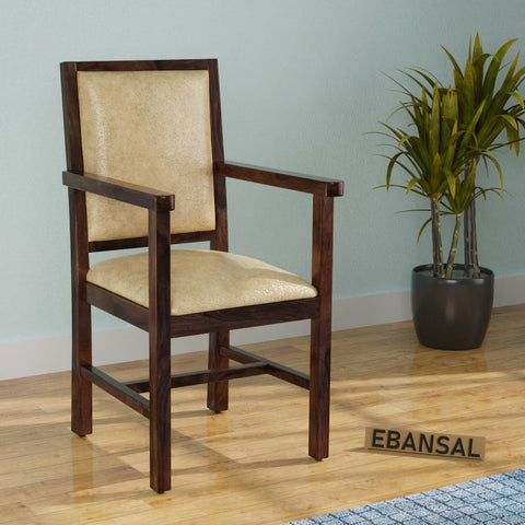 Revista Solid Sheesham Wood Arm Chair (Walnut Finish)