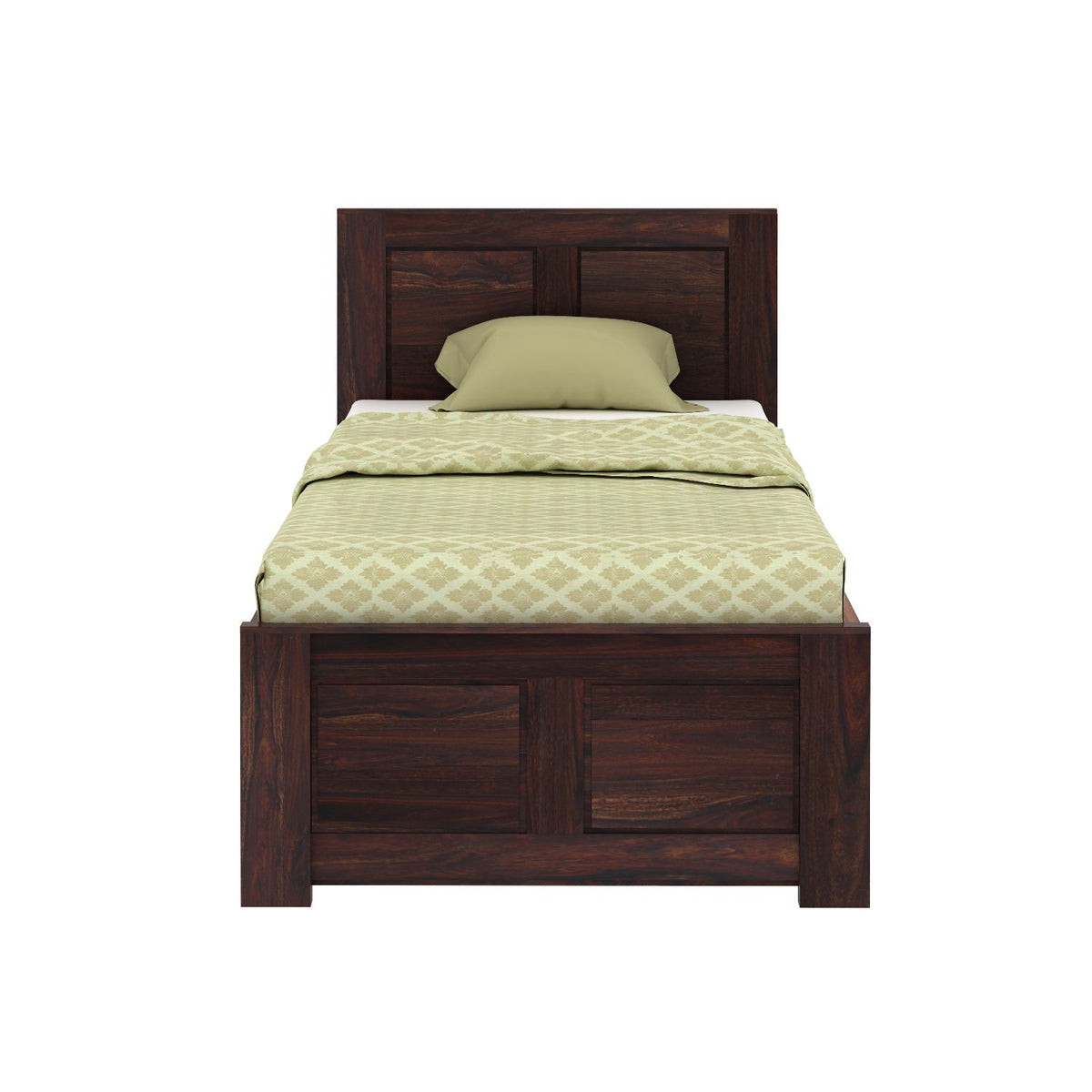Woodwing Solid Sheesham Wood Single Bed With Two Drawers (Walnut Finish)