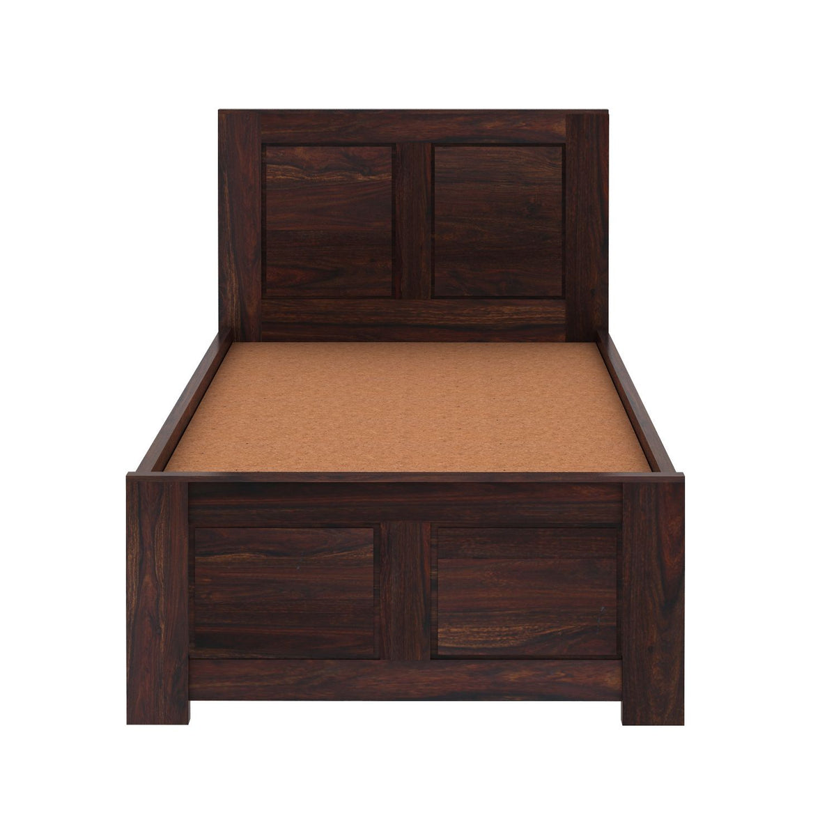 Woodwing Solid Sheesham Wood Single Bed Without Storage (Walnut Finish)
