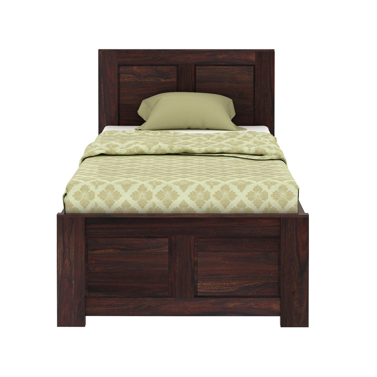 Woodwing Solid Sheesham Wood Single Bed Without Storage (Walnut Finish)