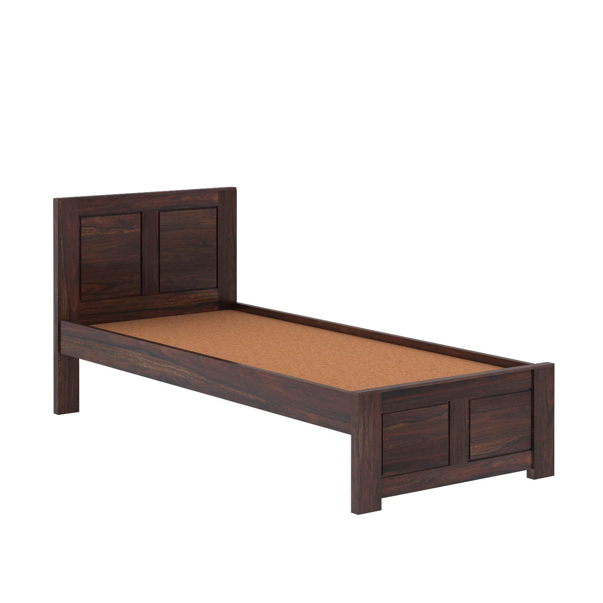 Woodwing Solid Sheesham Wood Single Bed Without Storage (Walnut Finish)