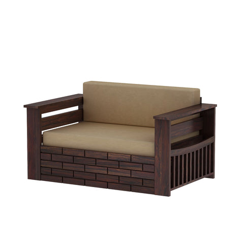 Elementra Solid Sheesham Wood 2 Seater Sofa Cum Bed With Storage (Walnut Finish)