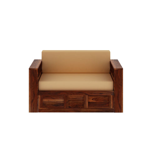 Woodwing Solid Sheesham Wood 2 Seater Sofa Cum Bed With Storage (Natural Finish)