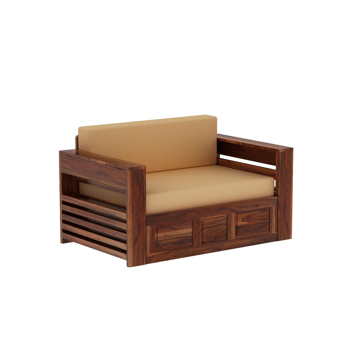 Woodwing Solid Sheesham Wood 2 Seater Sofa Cum Bed With Storage (Natural Finish)