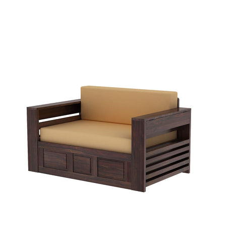 Woodwing Solid Sheesham Wood 2 Seater Sofa Cum Bed With Storage (Walnut Finish)