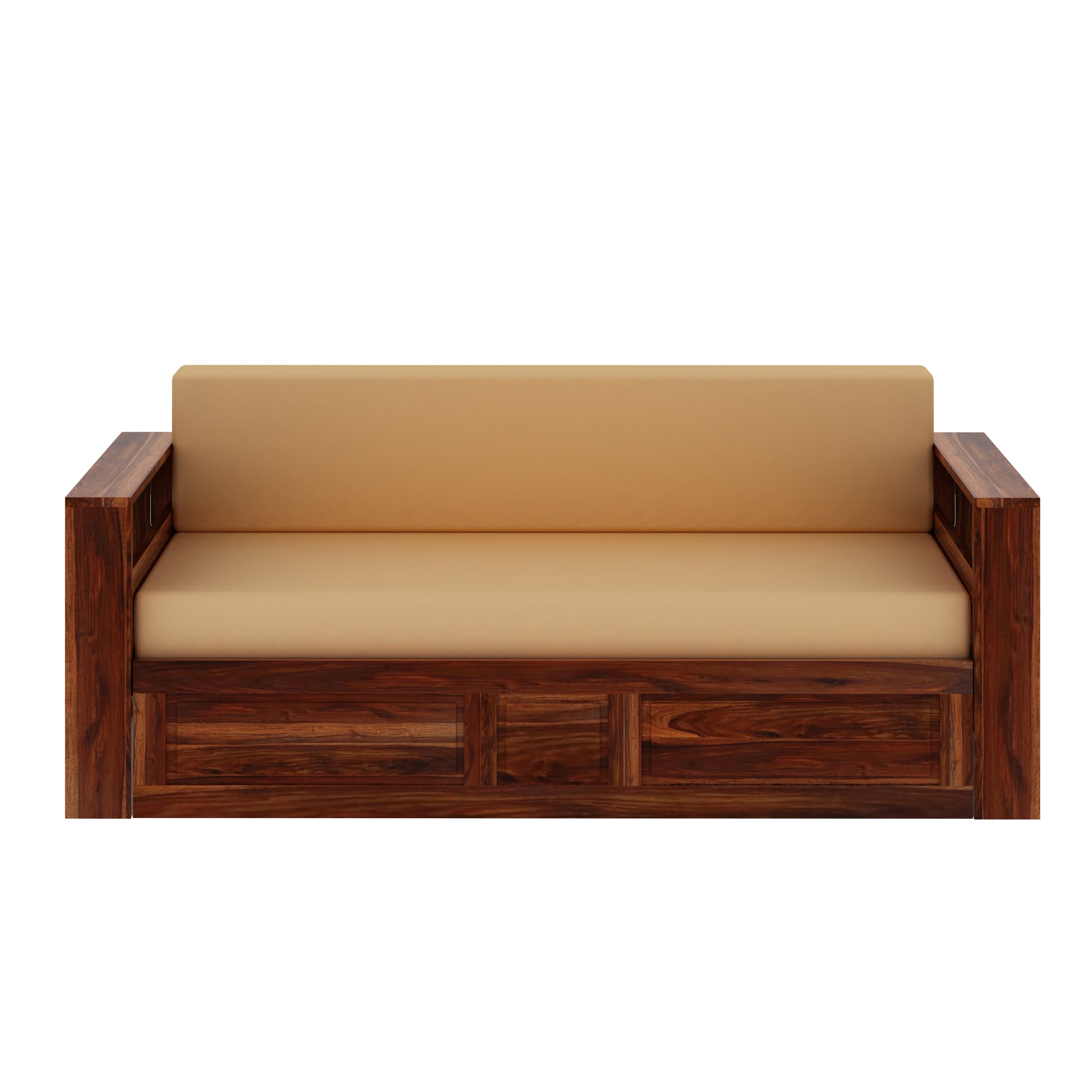 Woodwing Solid Sheesham Wood 3 Seater Sofa Cum Bed With Storage (Natural Finish)