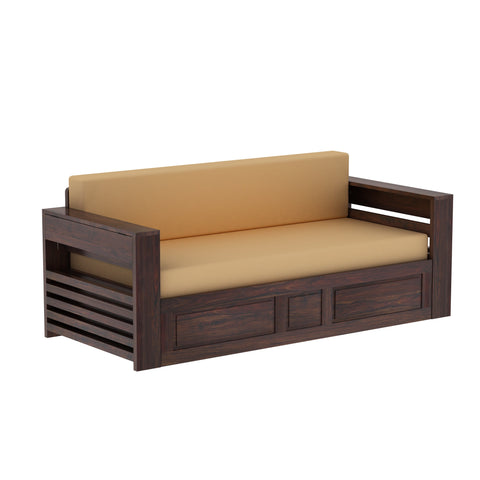 Woodwing Solid Sheesham Wood 3 Seater Sofa Cum Bed With Storage (Walnut Finish)