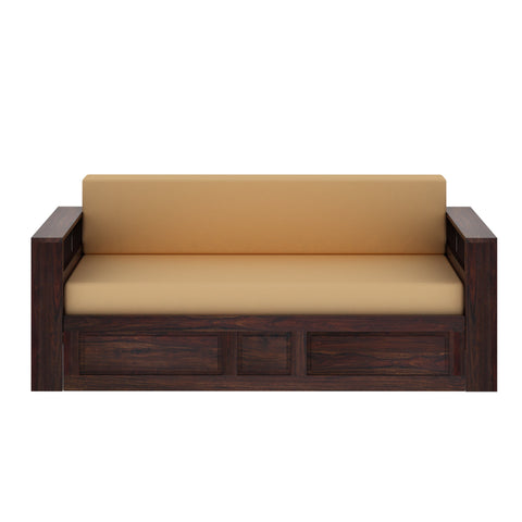 Woodwing Solid Sheesham Wood 3 Seater Sofa Cum Bed With Storage (Walnut Finish)