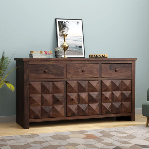 Sofia Solid Sheesham Wood Sideboard (Walnut Finish)