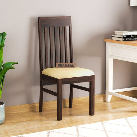 Minimal Solid Sheesham Wood Chair (Walnut Finish)