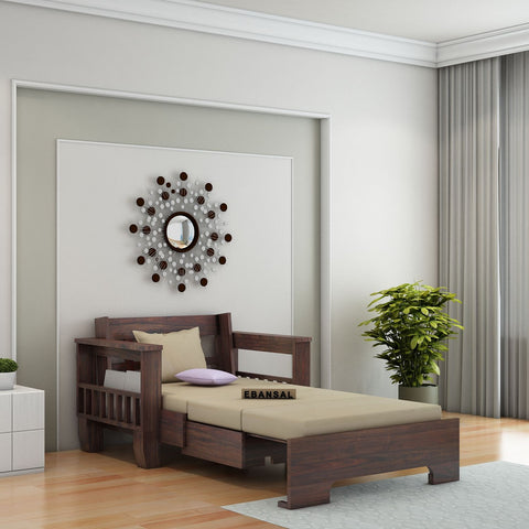 Trinity Solid Sheesham Wood 2 Seater Sofa Cum Bed (Walnut Finish)