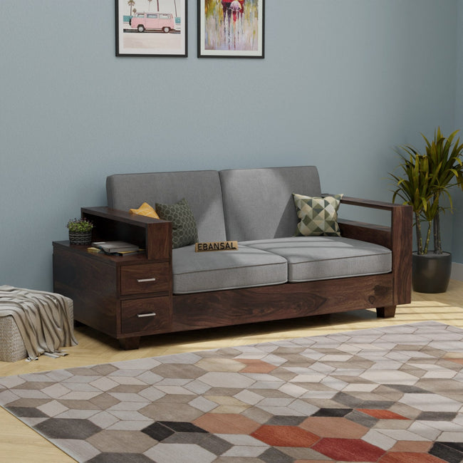 Woodora Solid Sheesham Wood 2 Seater Sofa (Walnut Finish)
