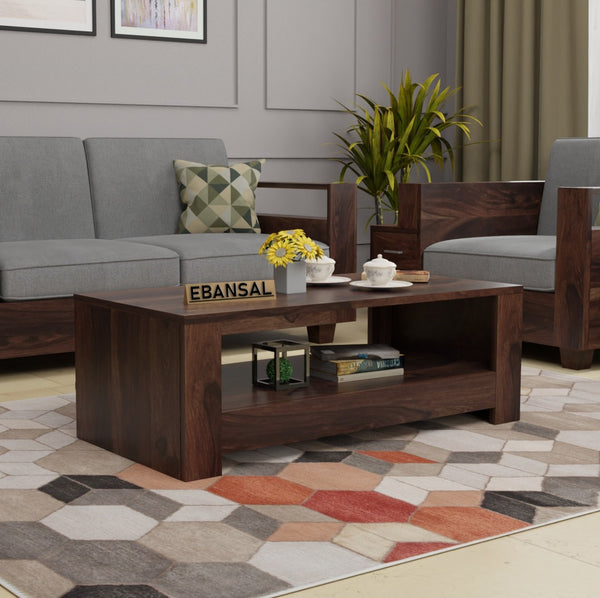 Woodora Solid Sheesham Wood Coffee Table (Walnut Finish)
