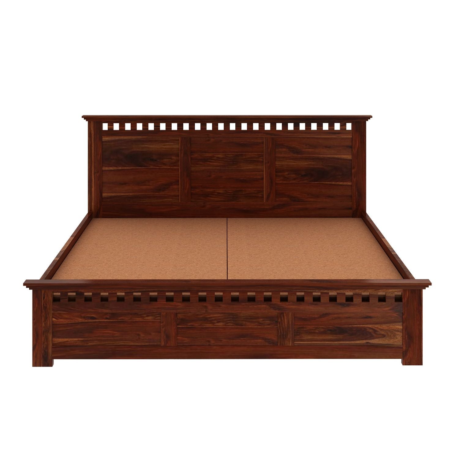 Amer Solid Sheesham Wood Bed With Four Drawers (Queen Size, Natural Finish)