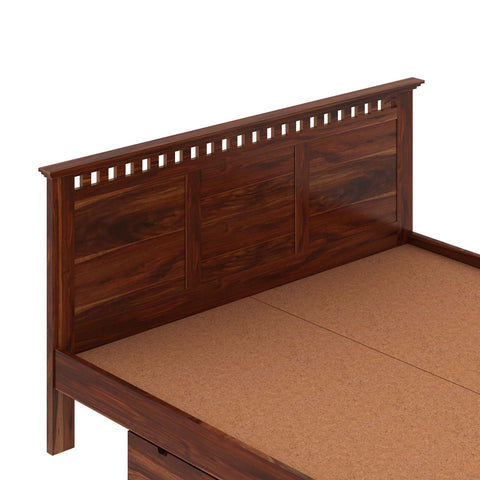 Amer Solid Sheesham Wood Bed With Two Drawers (King Size, Natural Finish)
