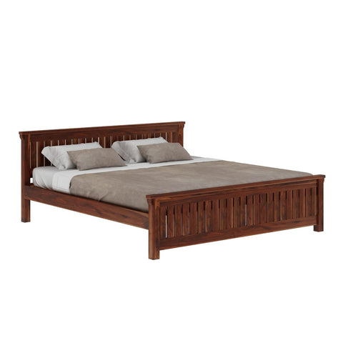 Trinity Solid Sheesham Wood Bed Without Storage (Queen Size, Natural Finish)