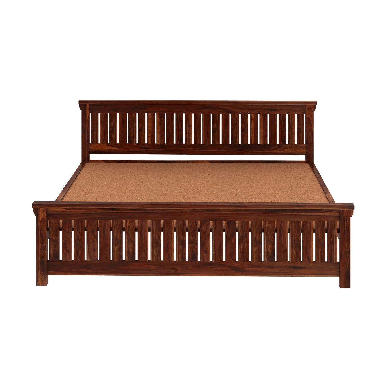 Trinity Solid Sheesham Wood Bed Without Storage (King Size, Natural Finish)