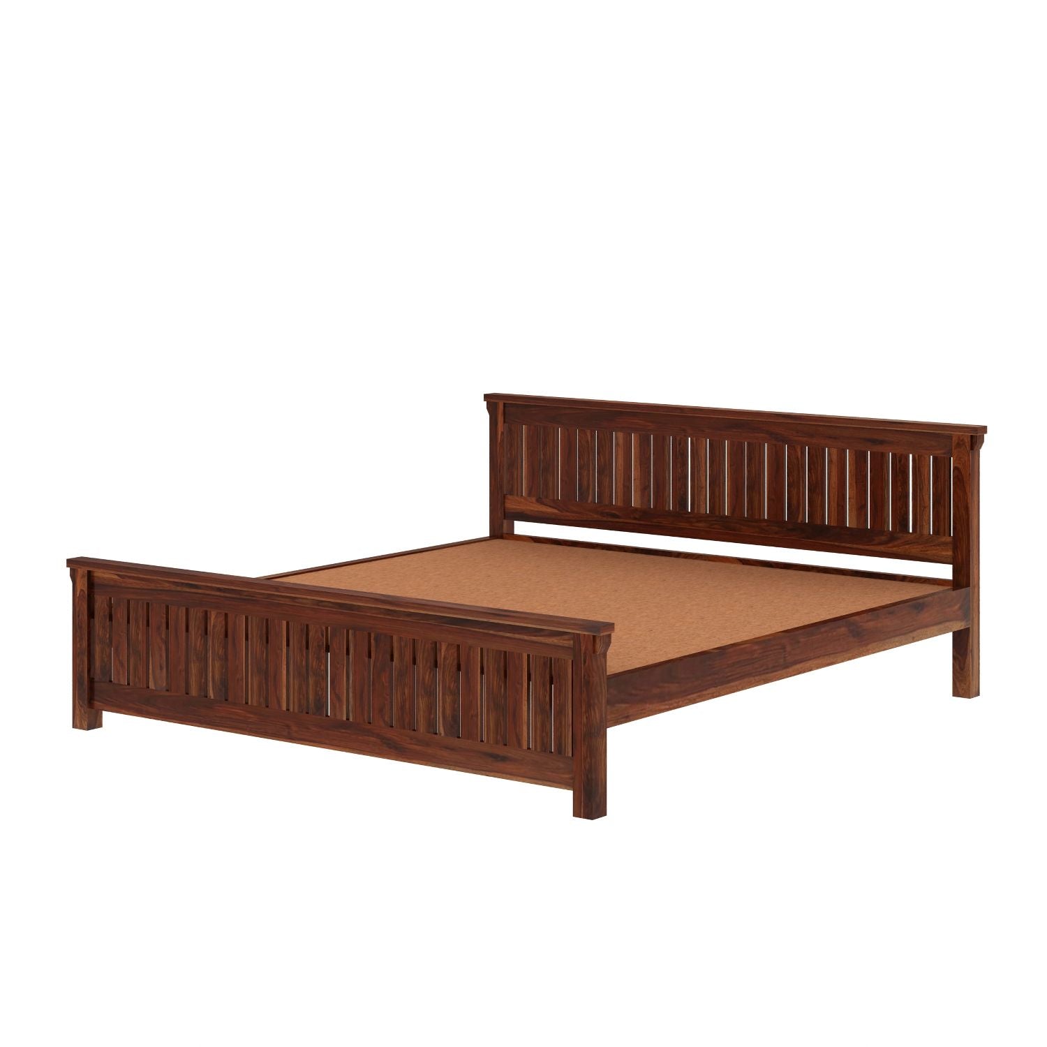 Trinity Solid Sheesham Wood Bed Without Storage (Queen Size, Natural Finish)